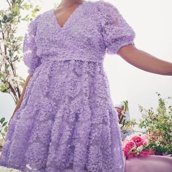 Eloquii Lilac Sheer Floral Mini Dress *SOLD OUT* Size 16 - Picture 4 of 16